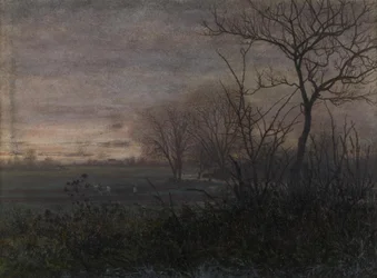Ploegen bij Schemering, 1865